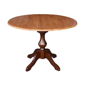 Sophia Cinnamon and Espresso 42 in. Drop-leaf Solid Wood Table