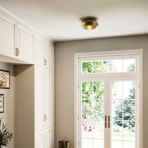 Avec 12 in. 1-Light Brushed Gold Luxe Flush Mount