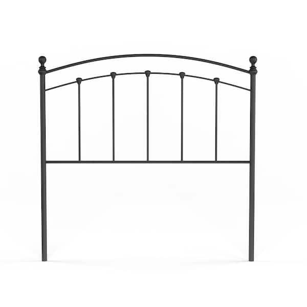 Fashion Bed Group Sanford Full-Size Metal Headboard with Castings and Round Finial Posts in Matte Black