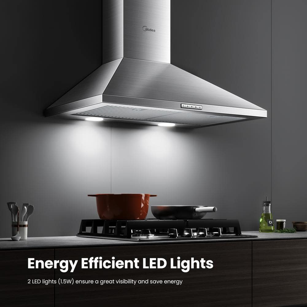 Midea 30-Inch Stainless Steel Convertible Wall Mounted Range Hood