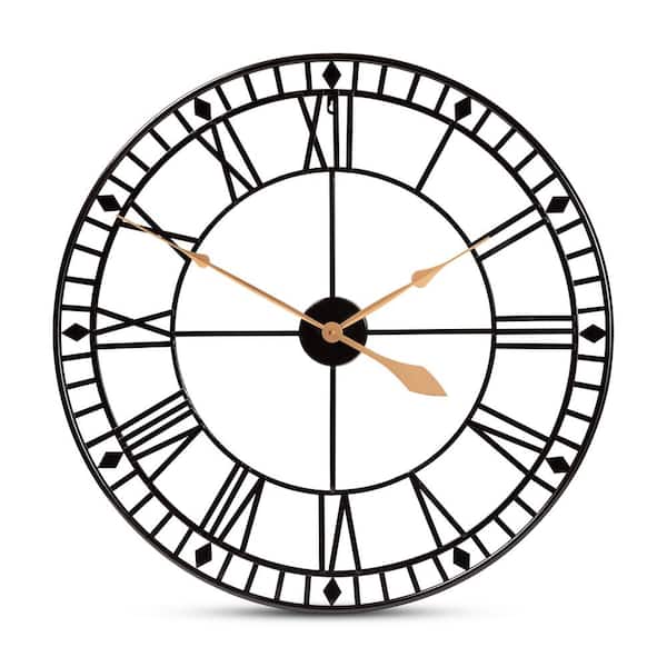 Baxton Studio Janette Black and Gold Wall Clock
