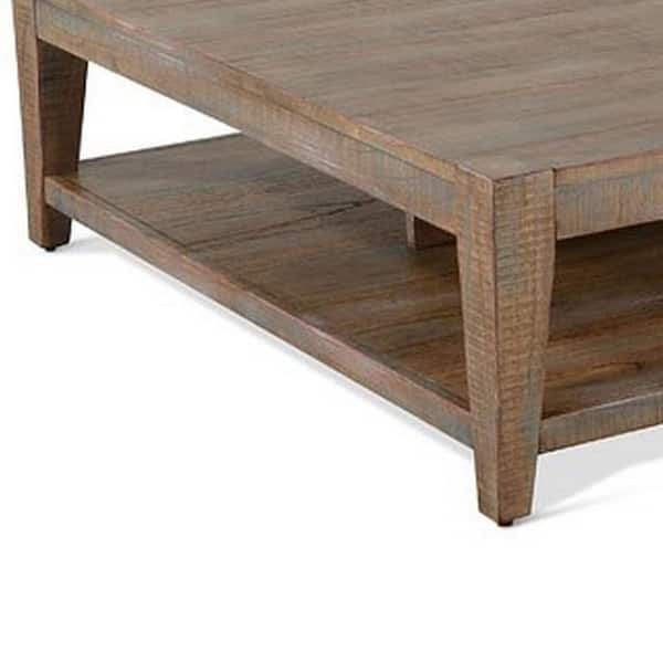 Benjara 48 in. Brown Square Wood Coffee Table BM325487 - The