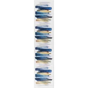Washables Blue Multicolor 2 ft. x 10 ft. Abstract Contemporary Runner Area Rug