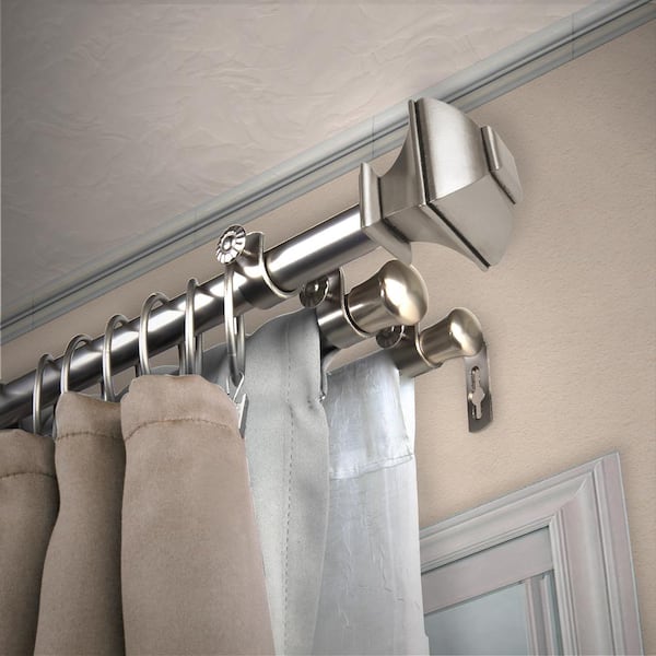 EMOH 13/16" Dia Adjustable 120" to 170" Triple Curtain Rod in Satin Nickel with Julianne Finials