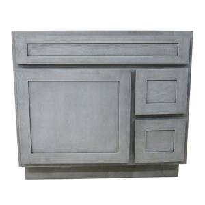 36 in. W x 21 in. D x 32.5 in. H 2-Right Drawers Bath Vanity Cabinet without Top in Silver