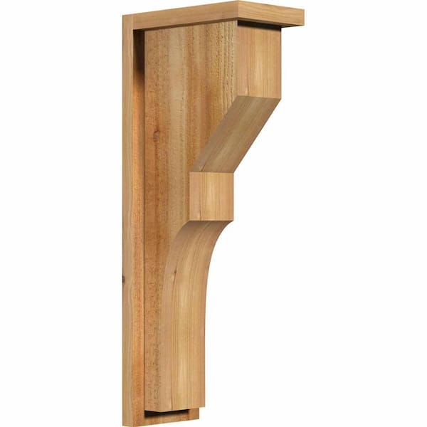 Ekena Millwork 6 in. x 10 in. x 26 in. Western Red Cedar Monterey Rough Sawn Corbel with Backplate