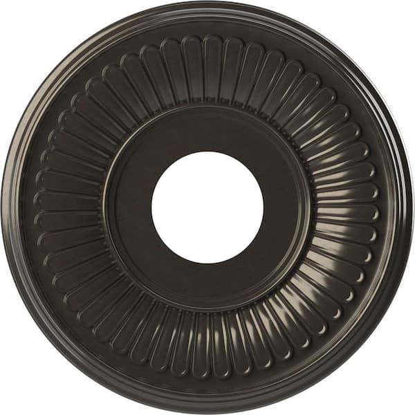 Ekena Millwork 13" OD x 3-1/2" ID x 3/4" P Berkshire Thermoformed PVC Ceiling Medallion Fits Canopies up to 5-3/4" in Metallic Charcoal