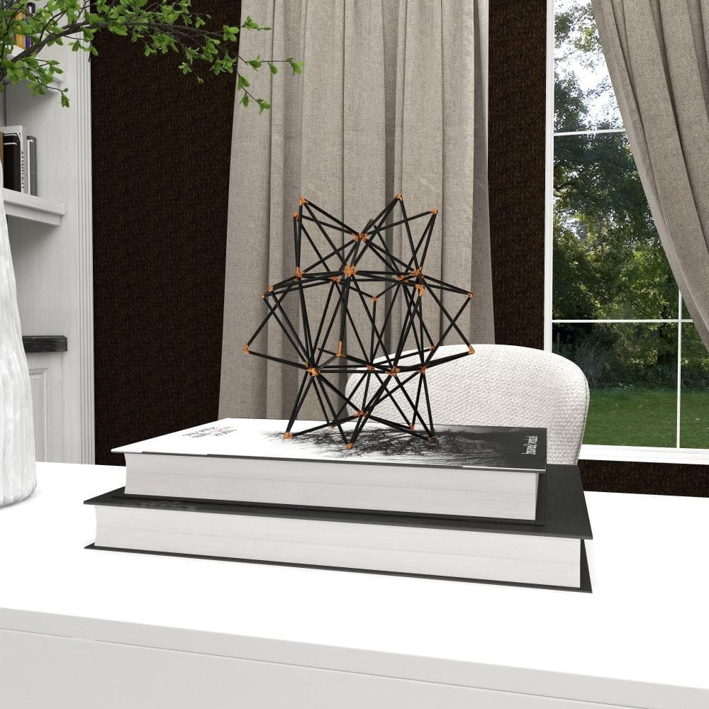 Black and Gold Geometric Metal Star Sculpture