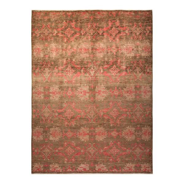 Solo Rugs Eclectic One of a Kind Contemporary Beige 9 ft. 2 in. x 12 ft. 5 in. Floral Area Rug
