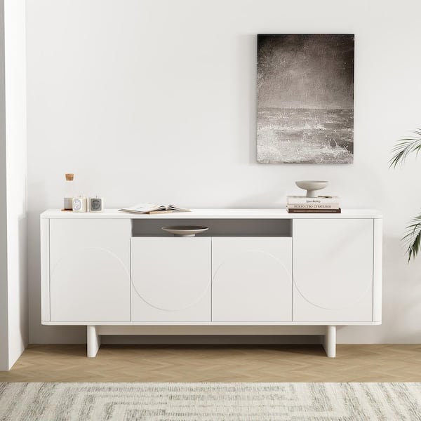 Ella Modern White MDF 70.9 in. Sideboard with Adjustable Shelves