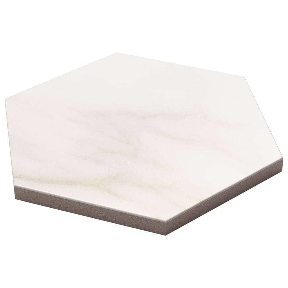 Santorini 6" Hexagon Matte White Marble Porcelain Tile