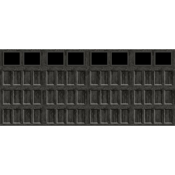 Bridgeport Steel Narrow Panel 16 ft. x 7 ft. Insulated 12.9 R-Value Slate Garage Door with plain windows