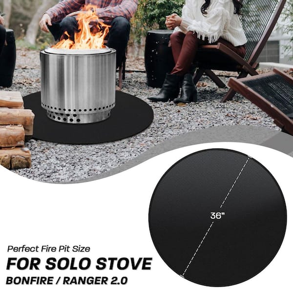 36 in. Round Fireproof Under Grill Mat for Outdoor Grill, Portable Camping Fire Pit Stove Mat for Patio, Black