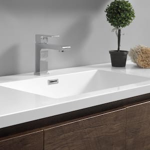 Lazzaro 60 in. Modern Bathroom Vanity in Rosewood with Vanity Top in White with White Basin and Medicine Cabinet
