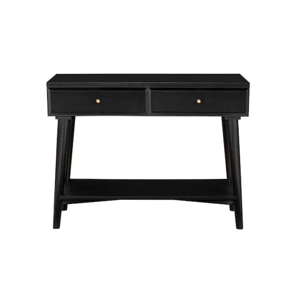 Alpine Furniture Flynn 42 in. L Black Rectangle Wood Top Console Table