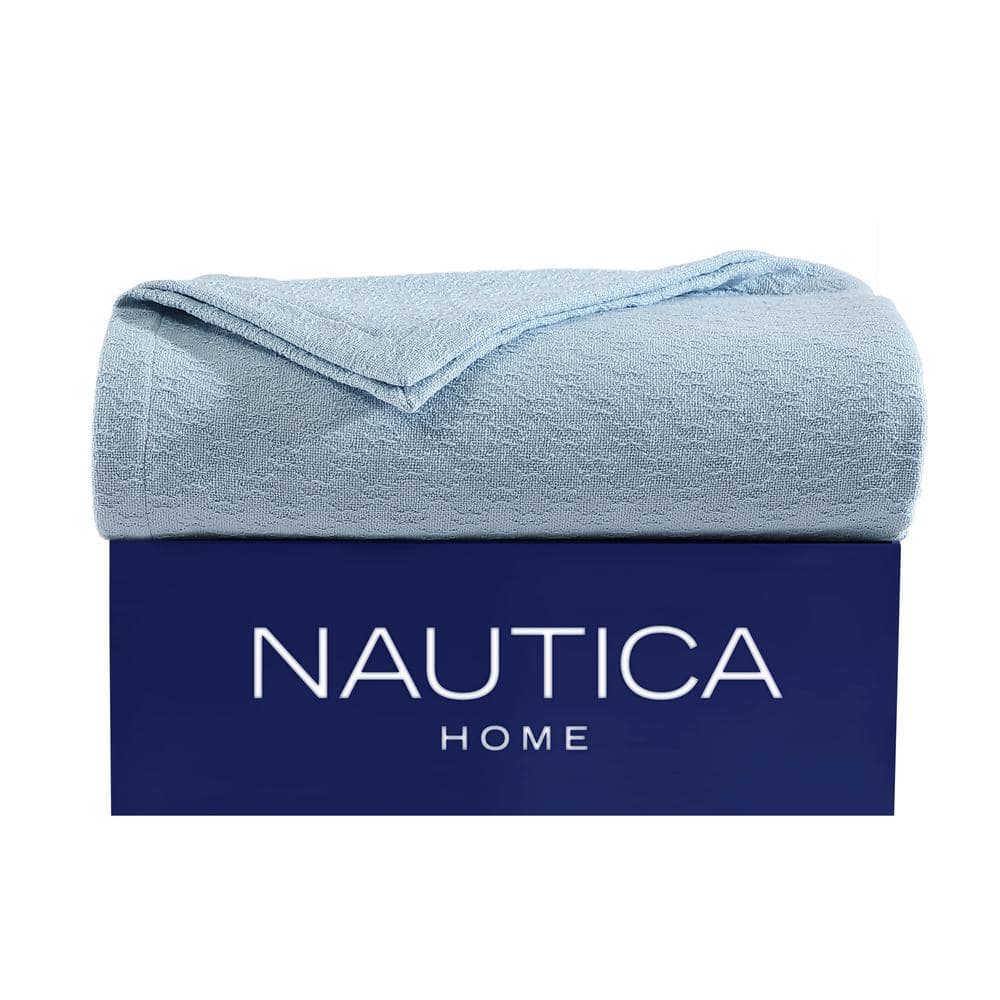 Nautica Ripple Cove 1-Piece Blue Cotton King Blanket USHSEE1261673 ...