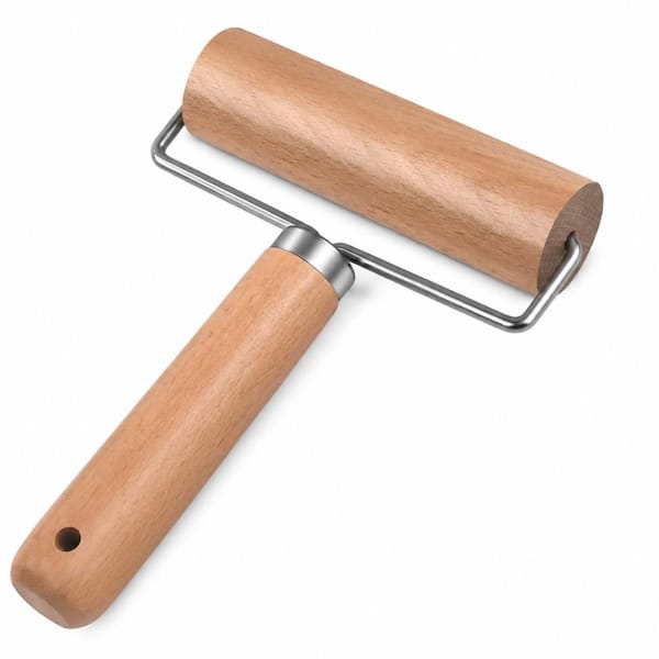 8 in. Natural Beechwood T-Shape Mini Rolling Pin with Ergonomic Handle for Dough, Pizza, and Pastry