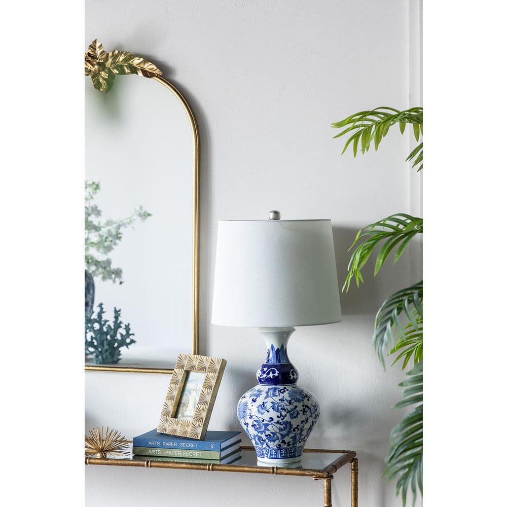 27.6 in. Blue Ceramic Modern Integrated LED Table Lamp for Living Room and Bedroom with White Metal Shade price history on PriceWatchPro