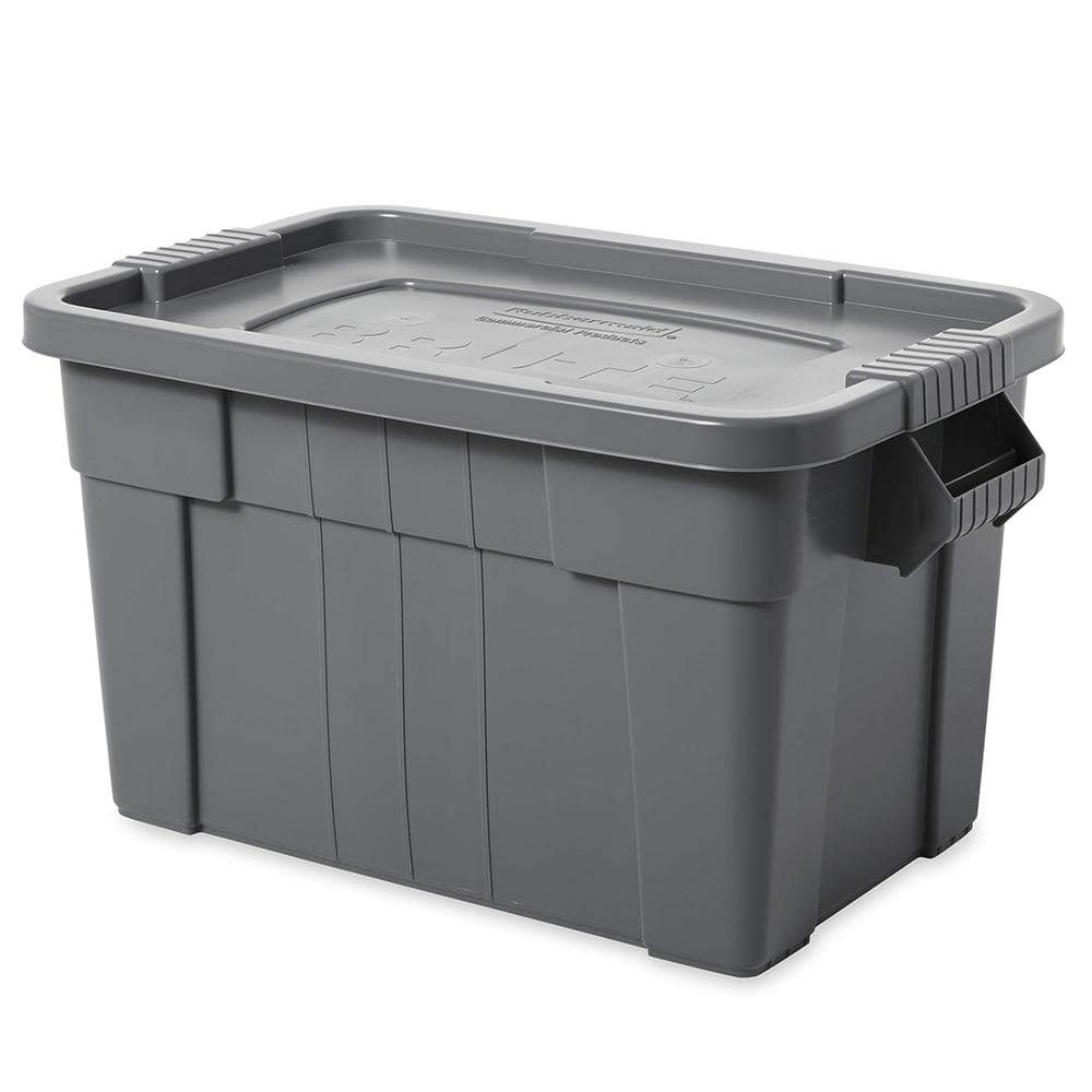 20 Plastic Durable Storage Bin with Lid in Gray (1-Pack) bin