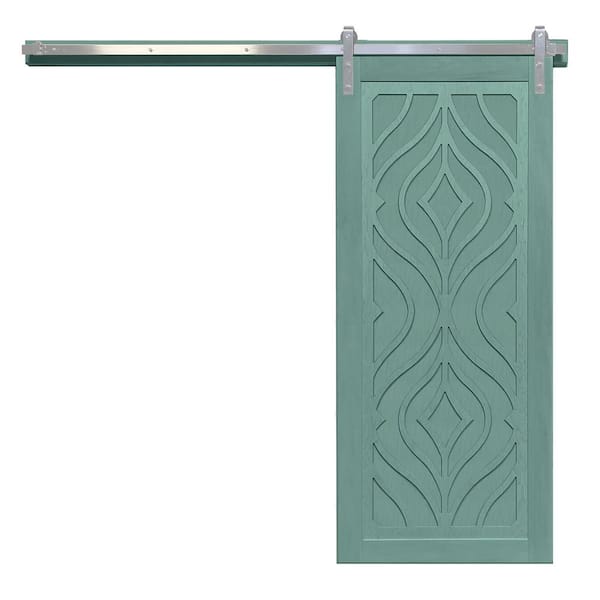 VeryCustom 30 in. x 84 in. Zaftig Sway Caribbean Wood Sliding Barn Door with Hardware Kit in Stainless Steel