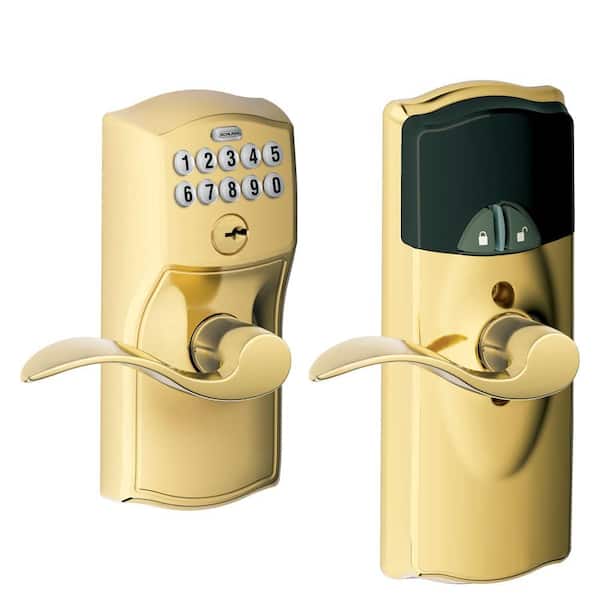 Schlage Bright Brass Home Keypad Lever with Nexia Home Intelligence