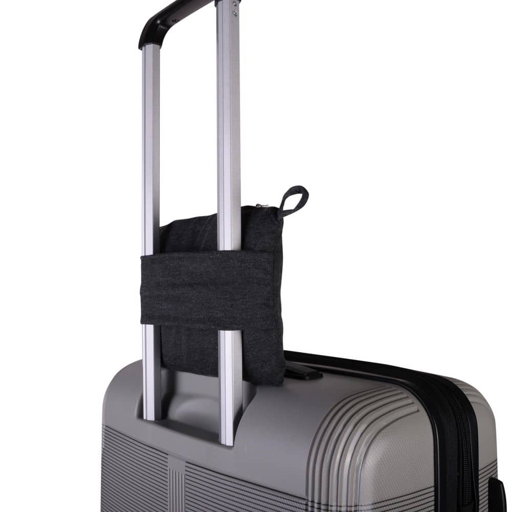 Grey Cotton Jersey Knit Packable Travel Blanket