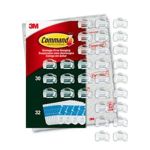 Outdoor Light Clips, Clear, Damage Free Decorating, 30 Clips and 32 Command Strips