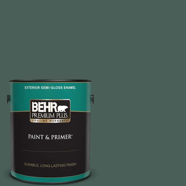 BEHR PREMIUM PLUS 1 gal. #ICC-86 New Hunter Semi-Gloss Enamel Exterior Paint & Primer