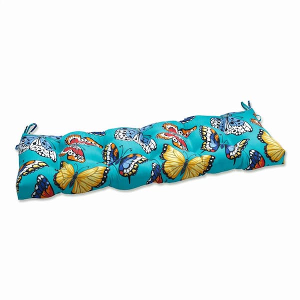 Pillow Perfect Other Rectangular Outdoor Bench Cushion in Blue