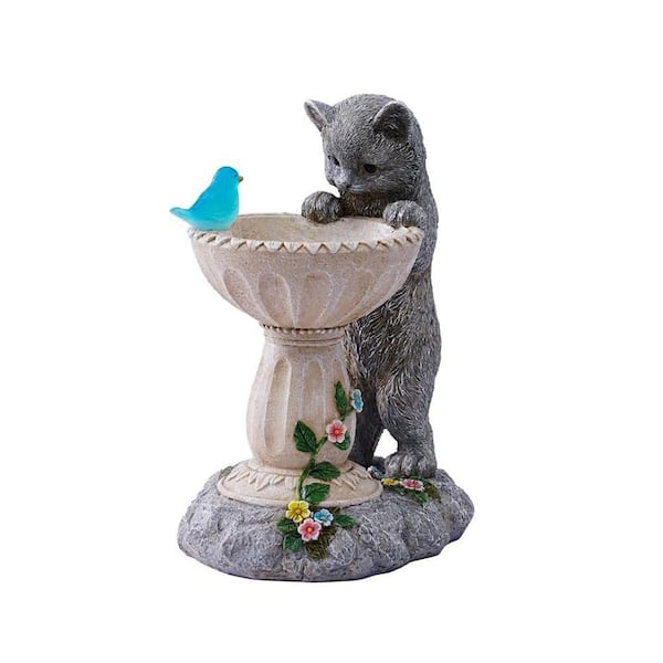 Outdoor Solar Cat Birdbath-Garden/Patio Decor, Birthday Gift for Mom/Grandma