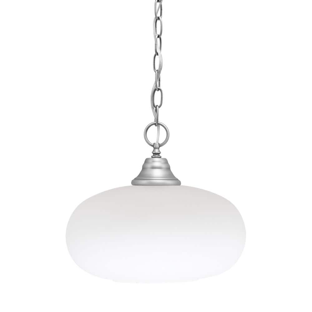 Kingston 100-Watt 1 Light Brushed Nickel Shaded Pendant Light with 13 in. W