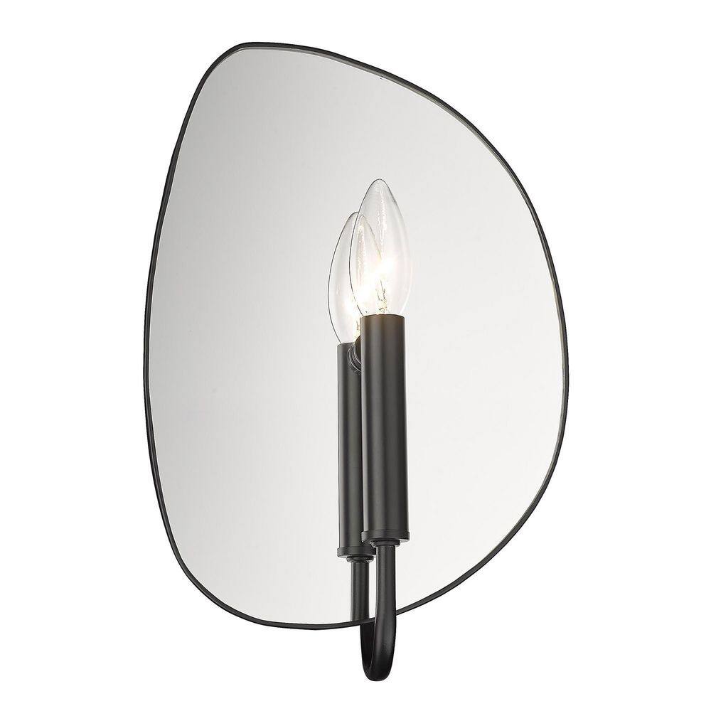Matte Black Glass Mirror Backplate Wall Sconce