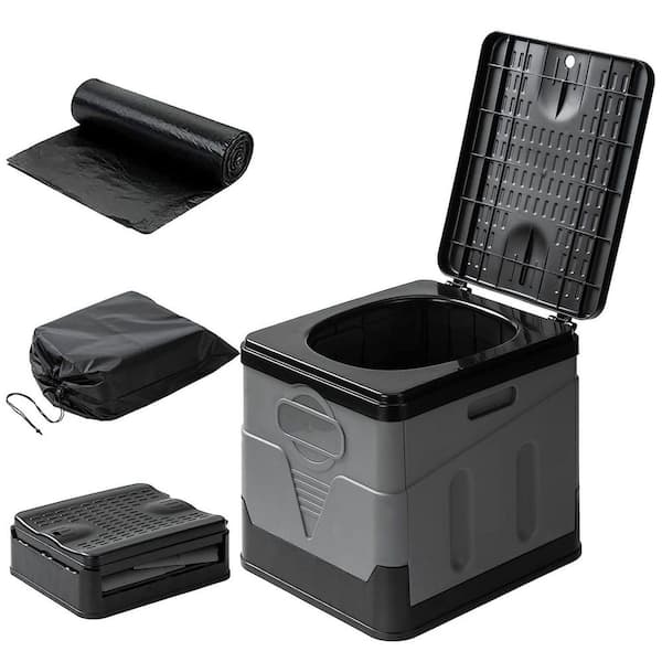 Non-Electric Foldable Portable Outdoor Waterless Toilet with Carry Bag for Camping Travel