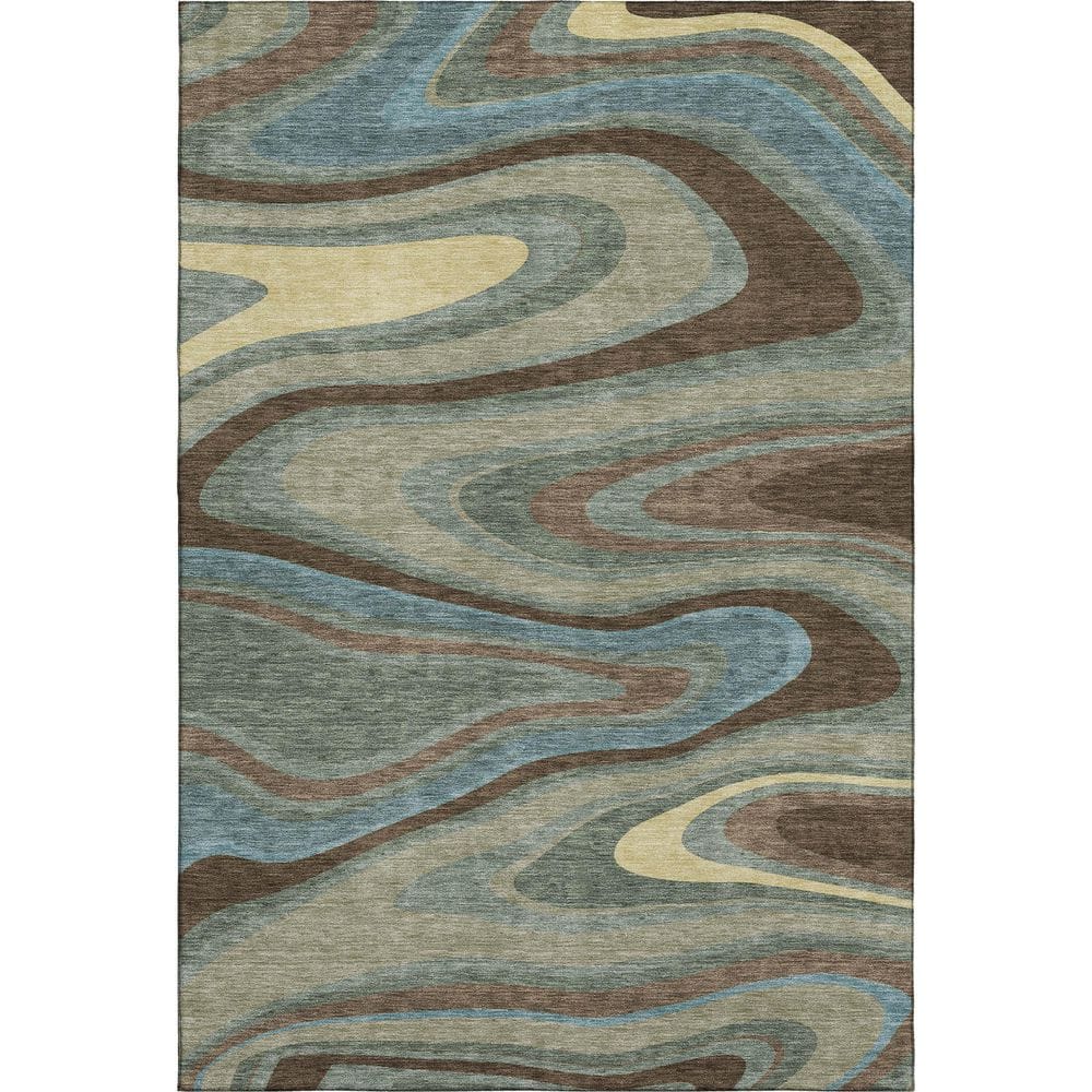 Mayfield Premium Machine Washable Abstract AMF2494 Basil 3 ft. x 5 ft. Area Rug price history on PriceWatchPro