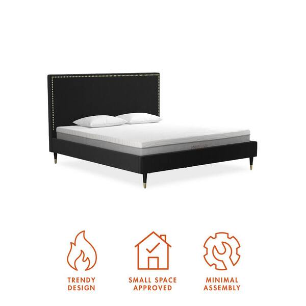 Cosmoliving By Cosmopolitan Audrey, Black Tufted King Size Bed Frame