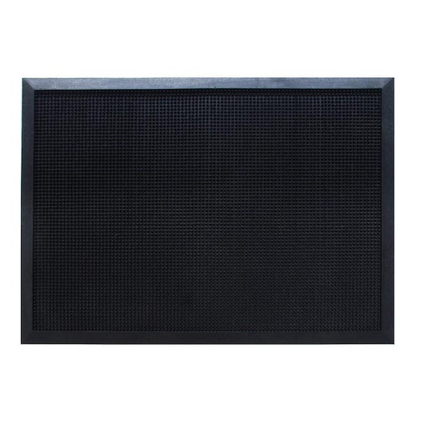 Unbranded Pin Black 24 in. x 32 in. Rubber Non-Slip Outdoor Door Mat