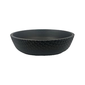 Yale Modern Leather Grain Black Tempered Glass Crystal Round Vessel Sink - 17 in.