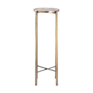Drysdale 9 in. Antique Brass Round Agate Accent Table