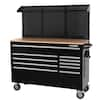 Husky Modular Tool Storage 52 in. W Standard Duty Black Mobile Workbench Cabinet with Pegboard H52MODSUITE2