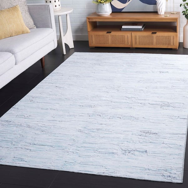 Malibu Gray/Turquoise 4 ft. x 6 ft. Machine Washable Faded Striped Area Rug
