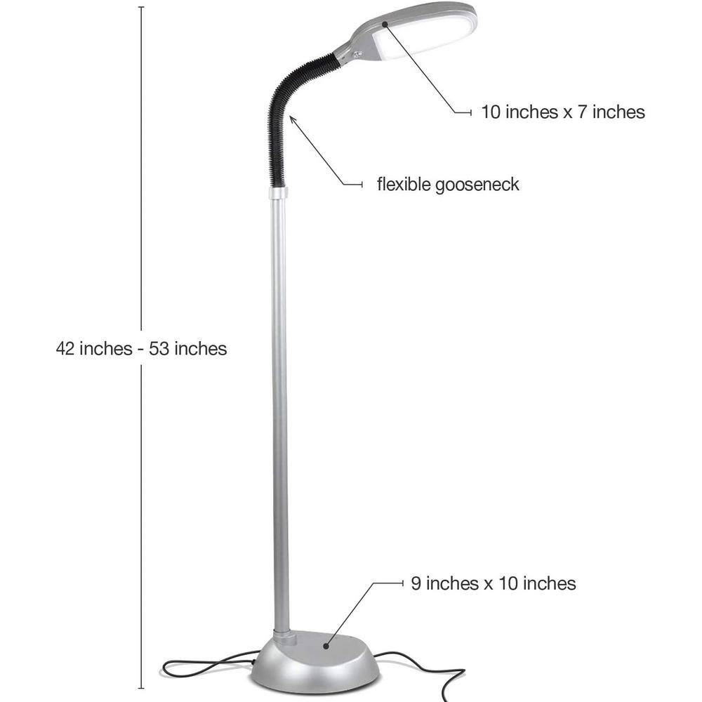 Adjustable Energy Star 53" Titanium Silver LED Task Floor Lamp for Kids