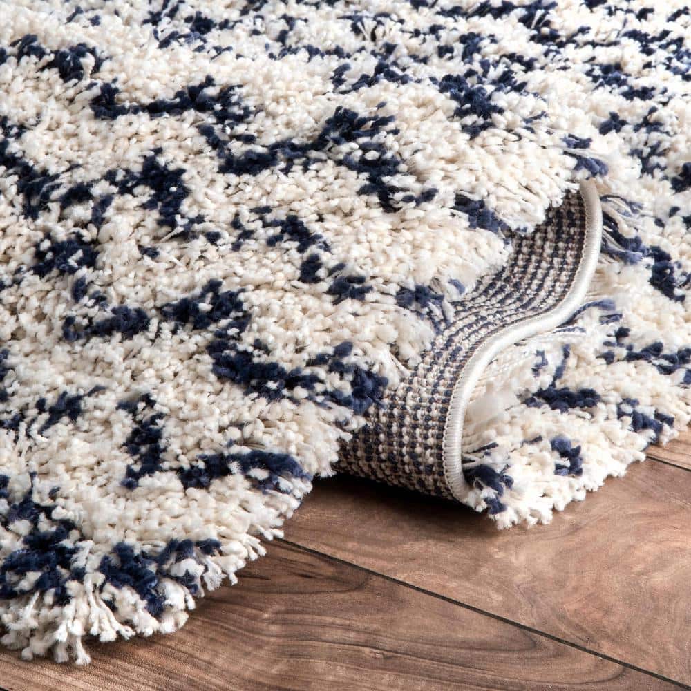Dimora Navy Shag 9'x12' Synthetic Handmade Area Rug