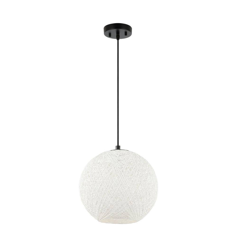 White Bohemian Woven Globe LED Pendant Light