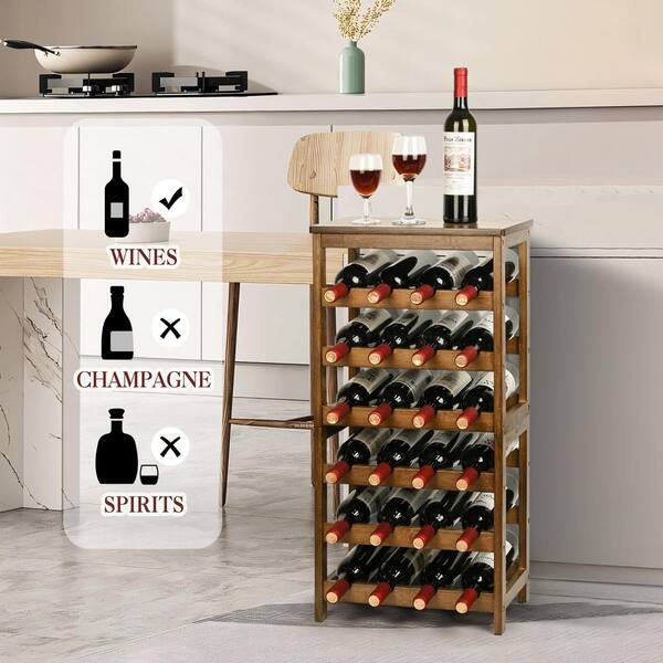 Bamboo Tabletop Wine Rack - Stylish Countertop Holder For 1-2 Bottles