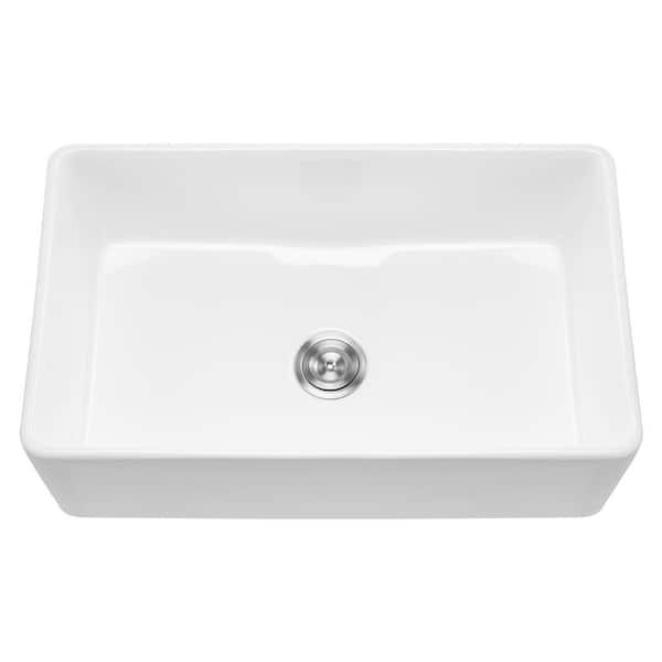 38.19 in. Drop-In/Undermount Single Bowl No Gauge Applicable White Ceramic Kitchen Sink and Bottom Grids