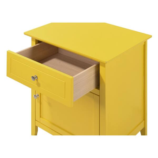 AndMakers Lzzy 1-Drawer Yellow Nightstand (25 in. H x 15 in. W x 