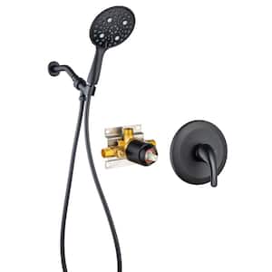 Single Handle 6-Spray Patterns 1 Showerhead Shower Faucet Set 1.8 GPM with High Pressure Hand Shower in Black