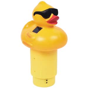 Solar Light up Derby Duck Chlorinator, Holds 3 in. Tablets Chlorine Pool Dispenser, LED Light Sensor, 1 Unit