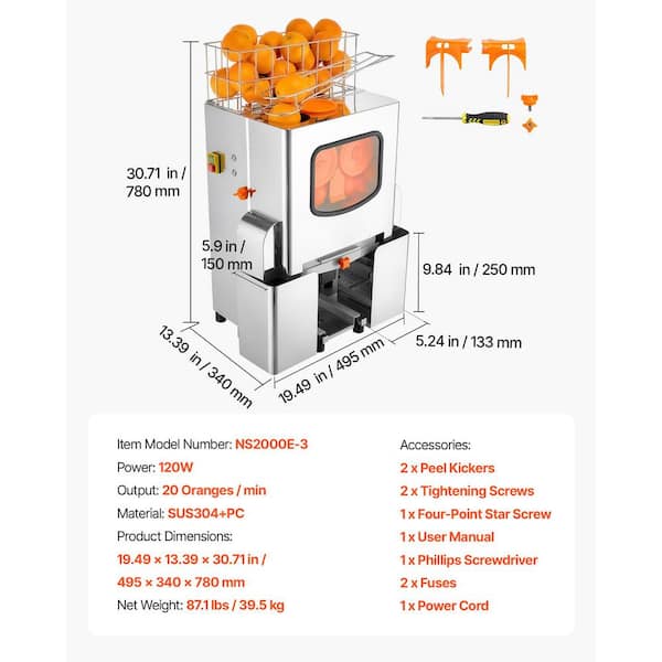 SVOPES Commercial Orange Juicer Machine Juice Extractor 120W