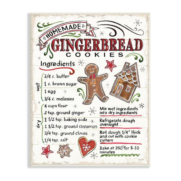 Stupell Industries Gingerbread Cookies Cooking Instructions By Anne Tavoletti Unframed Print Abstract Wall Art 10 in. x 15 in.